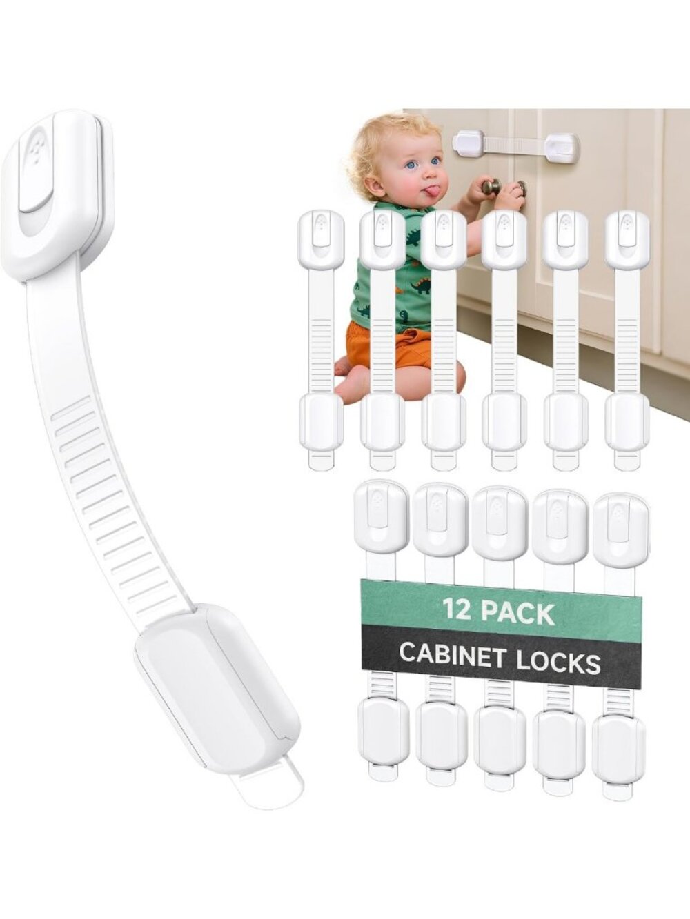 Child Safety Cabinet Locks - Baby Proofing Latches, 12 Pack for Home Security